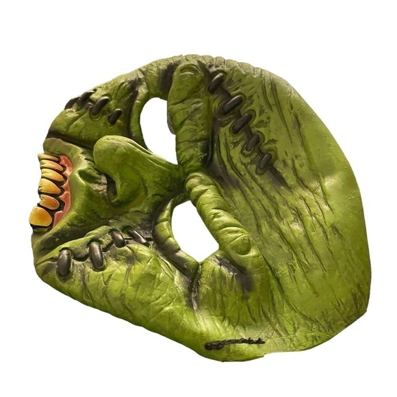 Frankenstein Halloween Monster Dimensional Rubber Face Mask Green Youth Kids - Picture 3 of 4